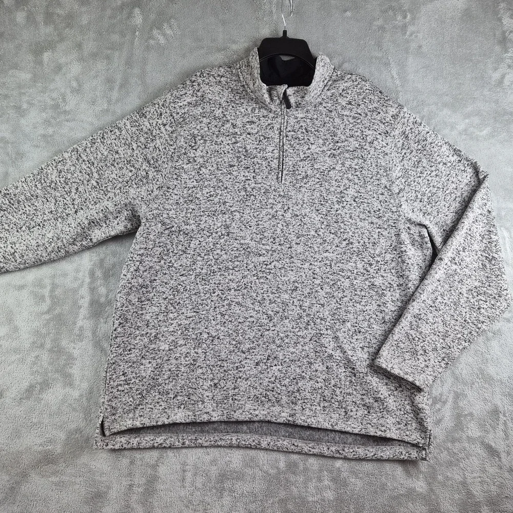 Wrangler Authentic Sweater Men XL Gray Heathered Knit 1/4 Zip Mock Neck Pullover